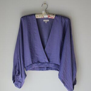 UO Purple Surplice Satin Cropped Top